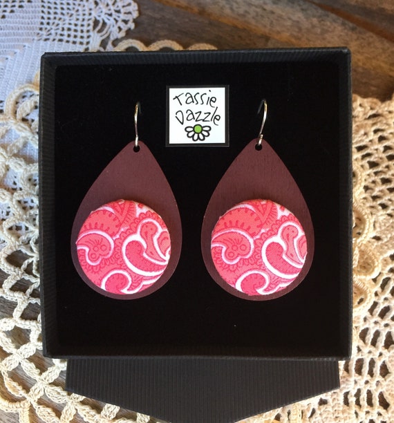 Sustainable Fashion Retro Upcycled Flower Fabric Earrings Vintage Accessories Statement Jewelry