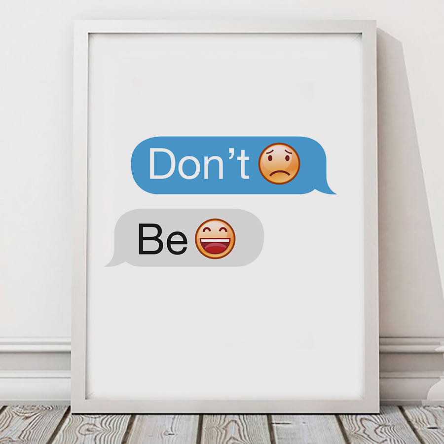 Dont Worry Be Happy Funny Emoji Print Emoji Art Home | Etsy