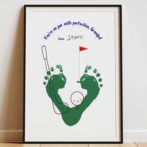 Grandpa golf gift hand print craft, golfing daddy handprint memory, grandparents day printable fathers day art keepsake pop birthday present