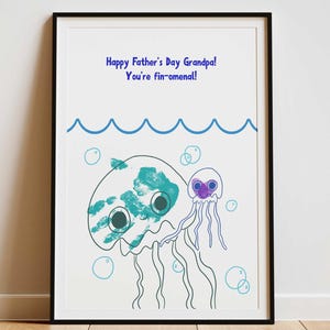 Grandpa hand print craft, daddy fishing memory, grandparents day printables fathers day art keepsake gift poppy birthday footprint present