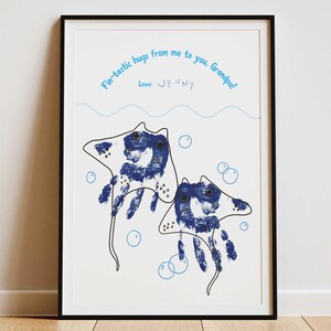 Grandpa hand print craft, daddy fishing memory, grandparents day printables fathers day art keepsake gift poppy birthday footprint present