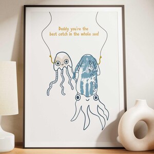 Dad hand print craft, daddy fishing memory, personalized dadgift printables, fathers day art keepsake gift, papa birthday footprint present