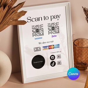Custom business sign canva template, payment sign qr, scan qr code sign, payment sign, scan to pay qrcode sign business qr social media sign