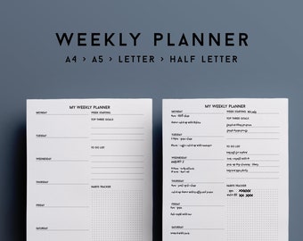 Printable weekly planner, agenda planner, week planner, weekly agenda, weekly organizer, weekly to do list, weekly planner pages