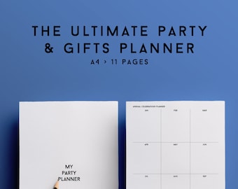 Party planner, celebrations planner, birthday planner, events planner, christmas planner, gift list printable, holiday planner