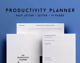 Productivity organizer, student planner, business planner, daily schedule, 2019 monthly planner, weekly schedule, habit tracker pdf