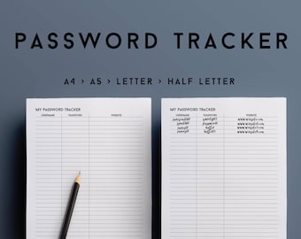 Planner password, password log, passwords insert, password keeper, password tracker log, password tracker, password printable, website login