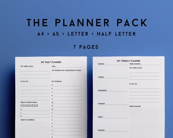 Planner printable, daily planner, bullet journal spread, weekly planner, monthly planner, undated planner, a5 planner inserts