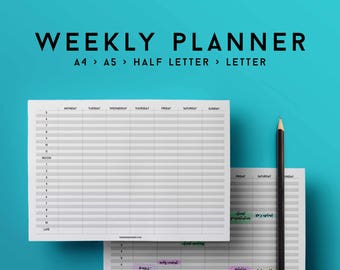 Weekly agenda planner, agenda weekly, weekly planner 2020, a5 weekly inserts, planner refills a5, weekly planner a5, weekly schedule