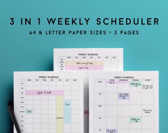 Weekly student planner, weekly academic planner, undated weekly planner, hourly agenda, weekly planner pad, printable weekly kit