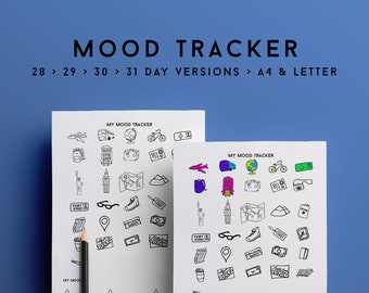 Mood tracker printable, printable Mood Tracker, daily mood tracker, monthly mood tracker, mental health bullet journal, anxiety tracker