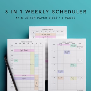 Weekly student planner, weekly academic planner, undated weekly planner, hourly agenda, weekly planner pad, printable weekly kit image 1