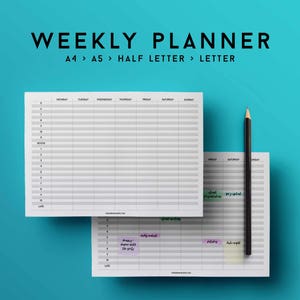 Weekly agenda planner, agenda weekly, weekly planner 2020, a5 weekly inserts, planner refills a5, weekly planner a5, weekly schedule image 1