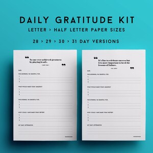 Daily gratitude printable, Gratitude journal, self care journal, self care planner, mindfulness printable, daily gratitude printable planner image 1