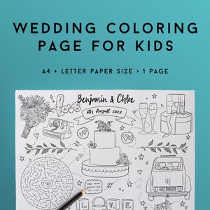 Wedding coloring book, wedding coloring pages for kids, activity book, kids wedding, printable wedding coloring, kids wedding activity