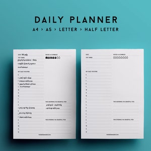 Daily hourly planner, daily planner undated, agenda printable planner, a5 daily planner inserts, planner printable, student planner