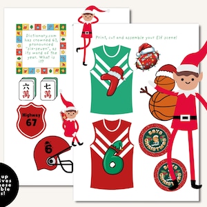 Zestaw z elfem na Boże Narodzenie 6/7, zabawny zestaw z elfem w slangu dla nastolatków, aktywności rodzinne, aktywności z elfem na Boże Narodzenie 6/7, materiały do druku z elfami, odliczanie do Bożego Narodzenia dla dzieci