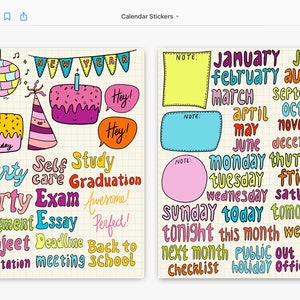 Calendar Digital Stickers, Goodnotes Digital Planner Stickers, Bullet ...