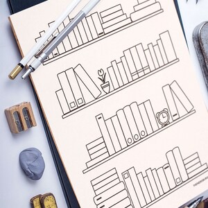 Bookshelf Bullet Journal Printable, Bookish Printable, Bookshelf ...