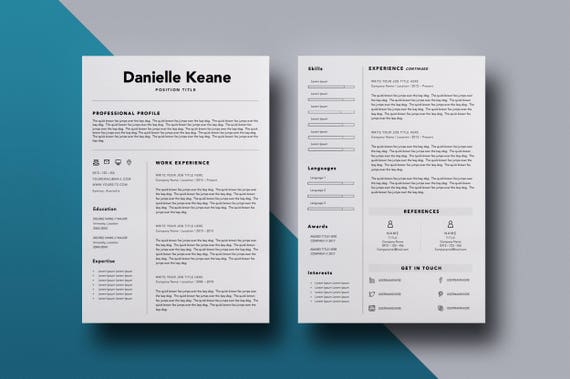 resume template word professional resume simple cv template etsy modern day 2 page resume minimalist
