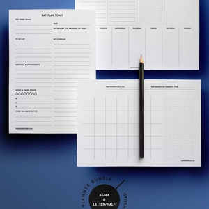 Planner printable, daily planner, bullet journal spread, weekly planner, monthly planner, undated planner, a5 planner inserts image 2