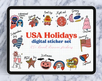 USA Holiday stickers, goodnotes digital planner stickers, Bullet Journal Stickers, seasons stickers, bujo stickers, notability stickers