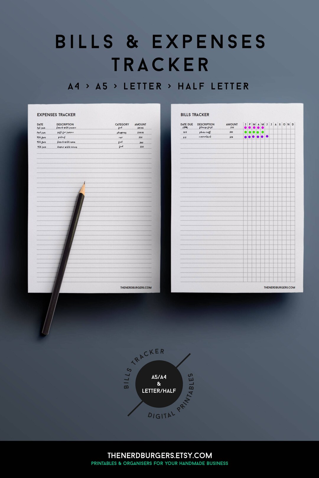 Monthly Bill Tracker, Budget Planner, Expenses Tracker, Organizing ...