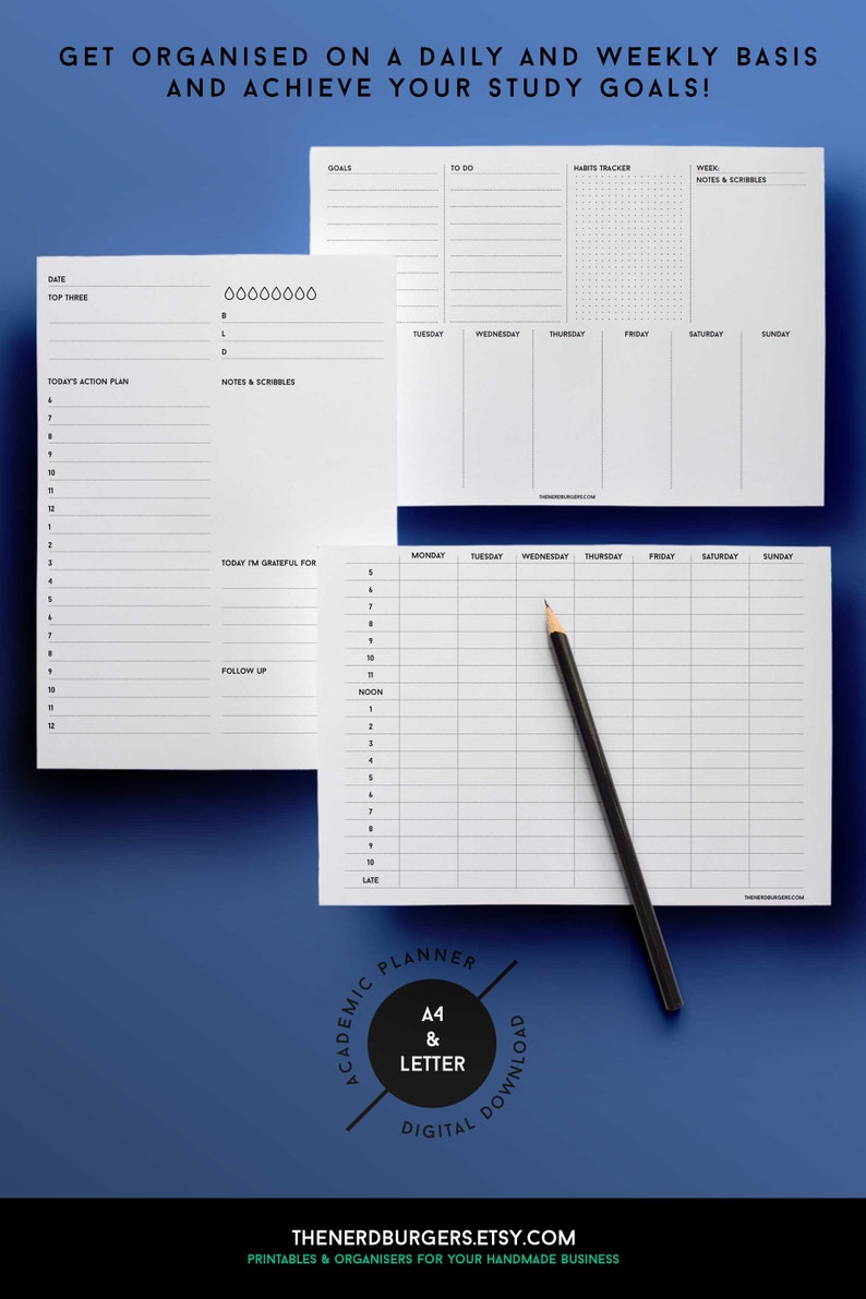 Academic Planner Printable College Student Planner Etsy Australia