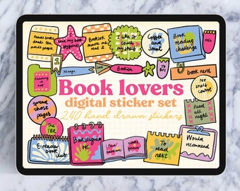 Book lover digital stickers, bookish stickers, reading digital stickers, book stickers, book lover gift, booktok stickers, bookstagram