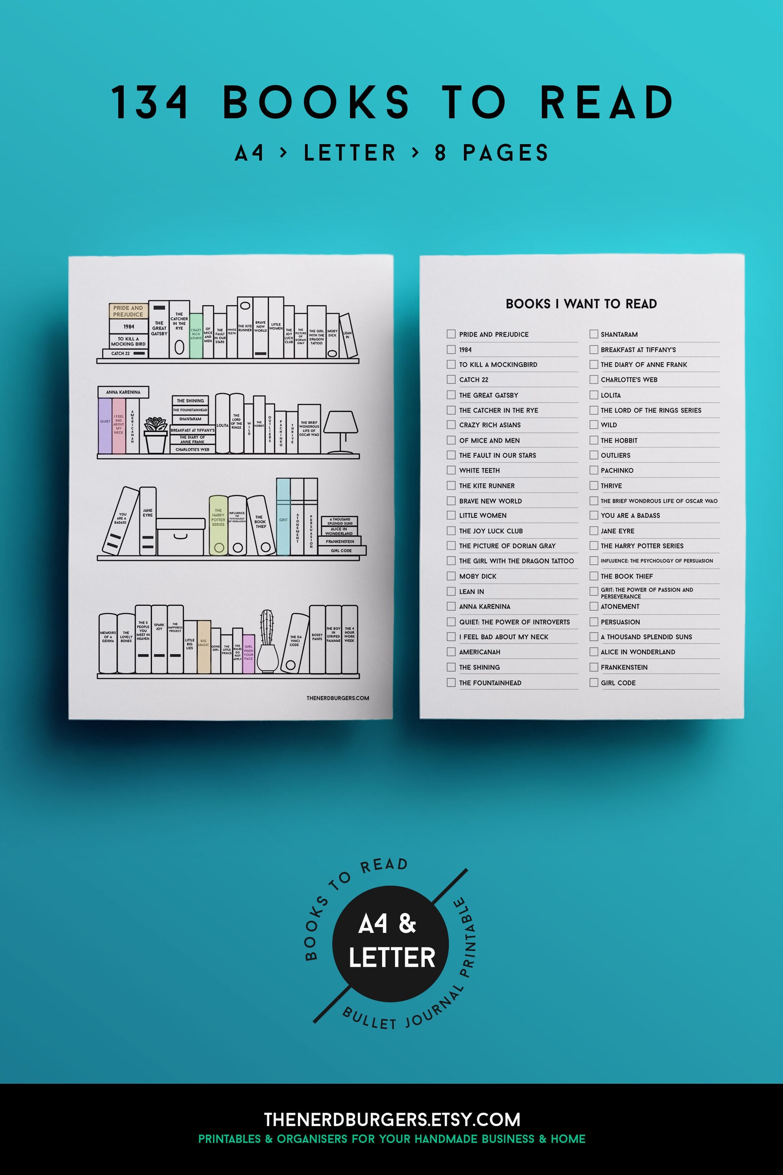 Bookshelf Bullet Journal Printable Bookish Printable - Etsy Australia