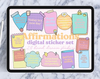 Affirmation stickers, mental health planner stickers, positive mindset, mood stickers, mental health awareness, goodnotes digital stickers