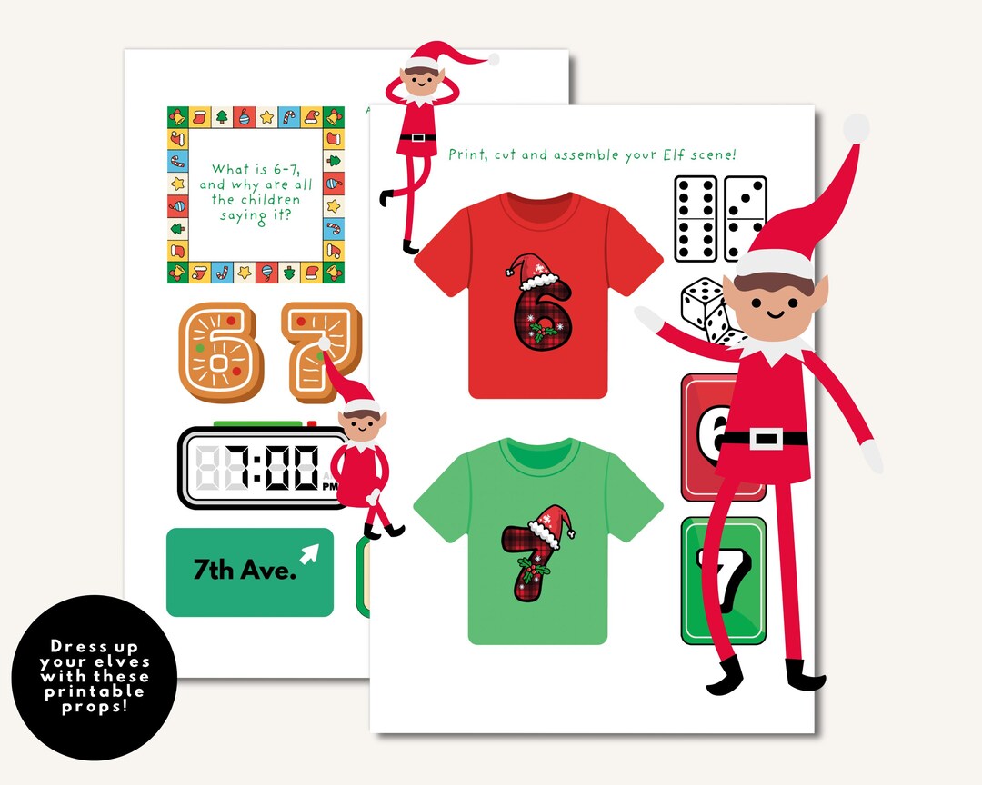6 7 Christmas Elf Kit, Funny Tween Slang Elf Prop Kit Family Activity ...