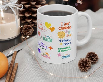 Manifestation Kaffeebecher | Mindful Morning |Positive Affirmationen | 11oz