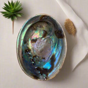Natural Abalone Shell Smudging Bowl: Ocean Home Decor