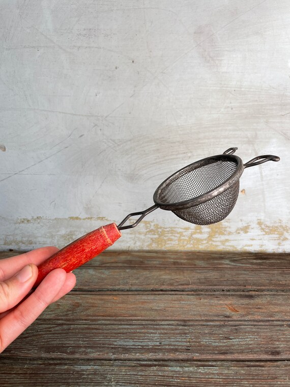 Vintage Handheld Sifter With Red Handle Mini Antique Etsy