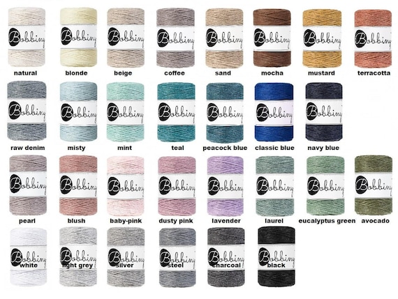 Bobbiny 5 mm macramee Garn/Single Twist Macrame String/ Macrame Rope/Cord 100 m, colour of choice, Makramee, Macrame, Knot, Knüpfen