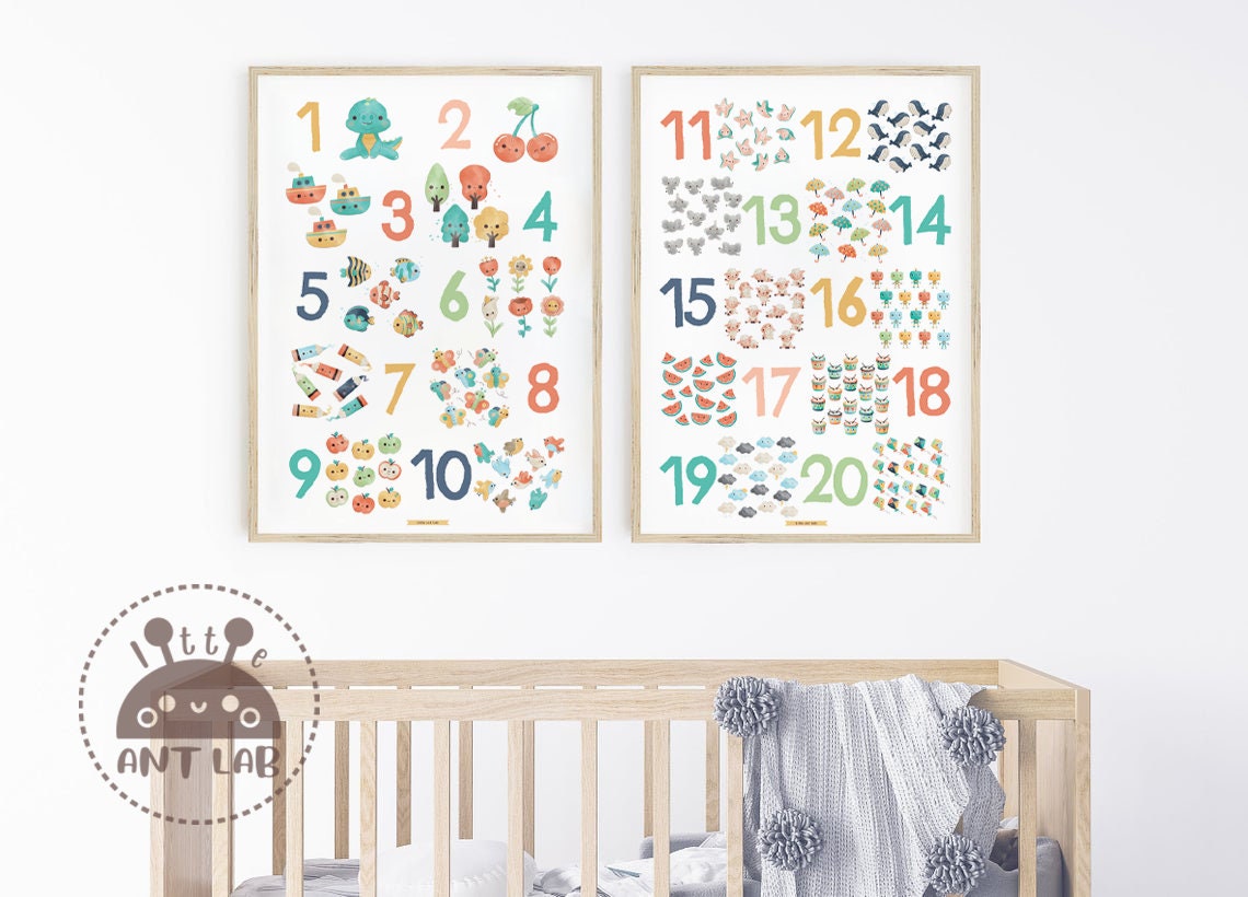 poster numbersnumbers 1 to 10 or 1 to 20 learn numbers etsy