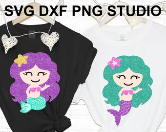 Sirena bebé SVG, PNG, DXF, camiseta de cumpleaños de sirena SVG, plantilla de sirena, sirenita SVG para Cricut y Silhouette, sirena SVG en capas