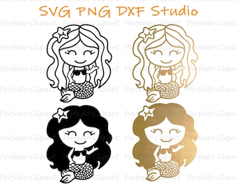 Sirena bebé Svg, Png, Dxf, Studio, Camiseta de cumpleaños de sirena Svg, Plantilla de sirena Sirenita Svg Cricut y silueta, Mandala sirena