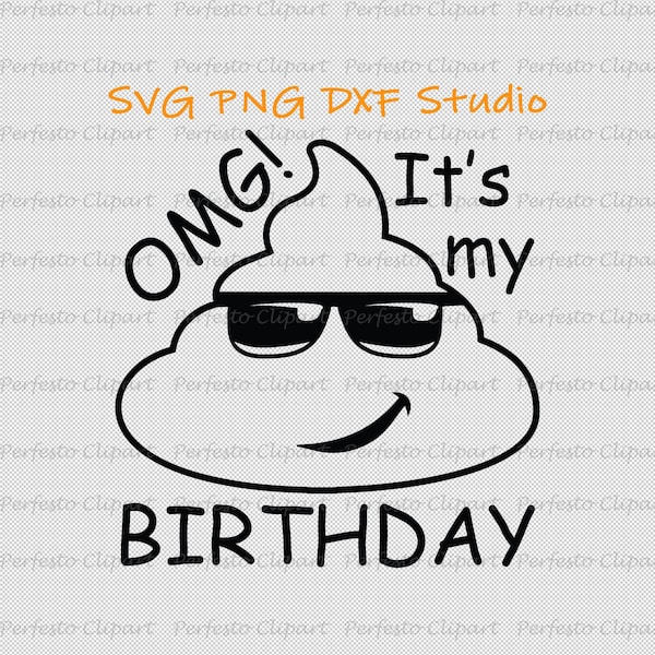 Poo  Emoji Birthday SVG, PNG, DXF, Poop Emoji Birthday Shirt, Poop Emoji Black, Poop Emoji, Poop Emoji with Sunglasses Cricut, Silhouette