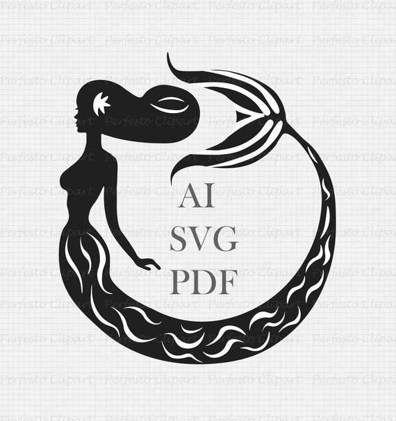 Download Mermaid Monogram Frame Mermaid Silhouette Svg Pdf Ai Etsy