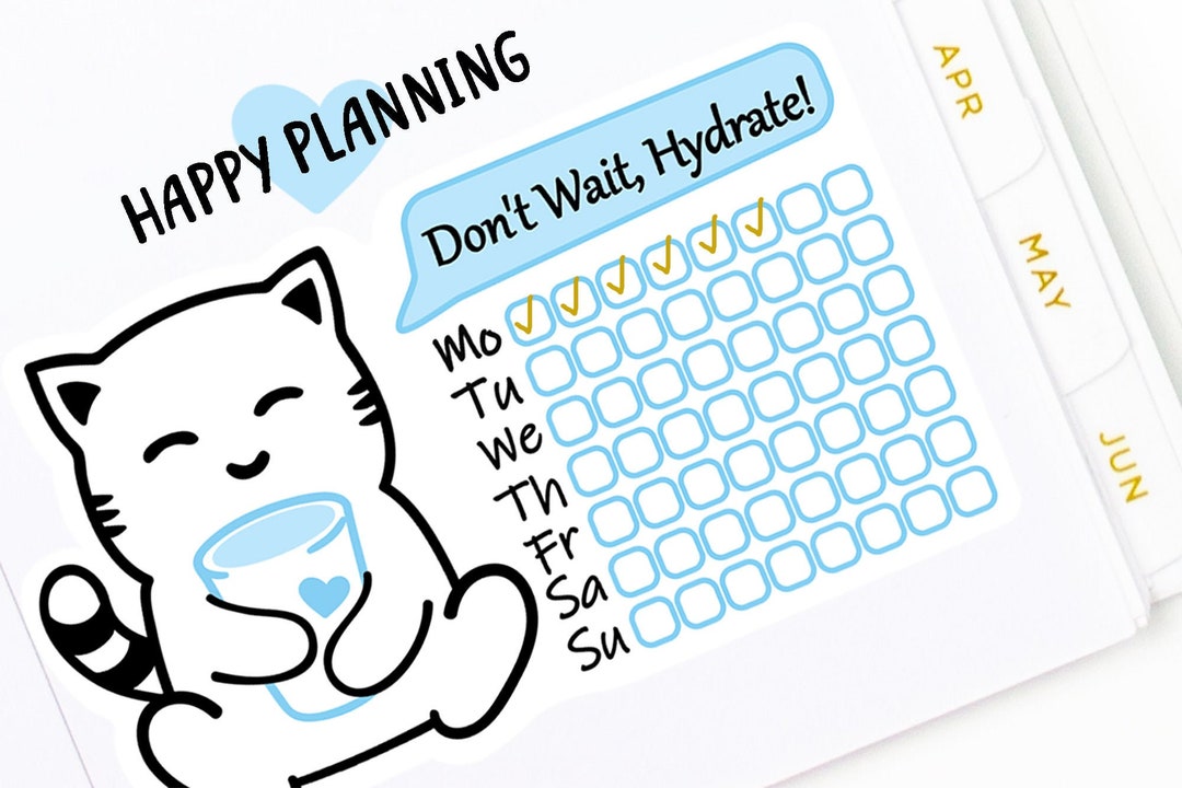 Printable Hydrate Planner Sticker, Hydration Tracker, Drink Water ...