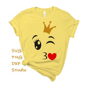 Kissing and Crown Emoji SVG, PNG, Kissing Emoji Svg, Crown Emoji Svg, Queen Emoji, Royal Emoji, Kissing Shirt Svg