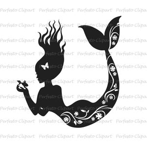 Silueta de sirena SVG / PDF / AI / Clip art de sirena / Sirena svg / Archivo de corte de sirena / Cricut de sirena
