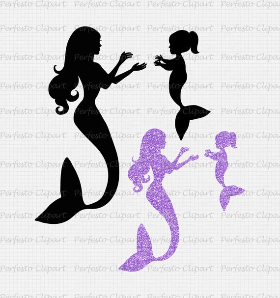 Download Mermaid With A Baby Svg Png Ai Mermaid Cliaprt Etsy