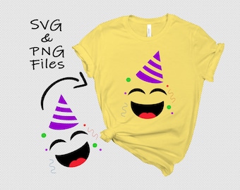 Party Emoji SVG, PNG, Party Emoji DIY Birthday Shirt, T-shirt, Emoji Clipart, Instant Download