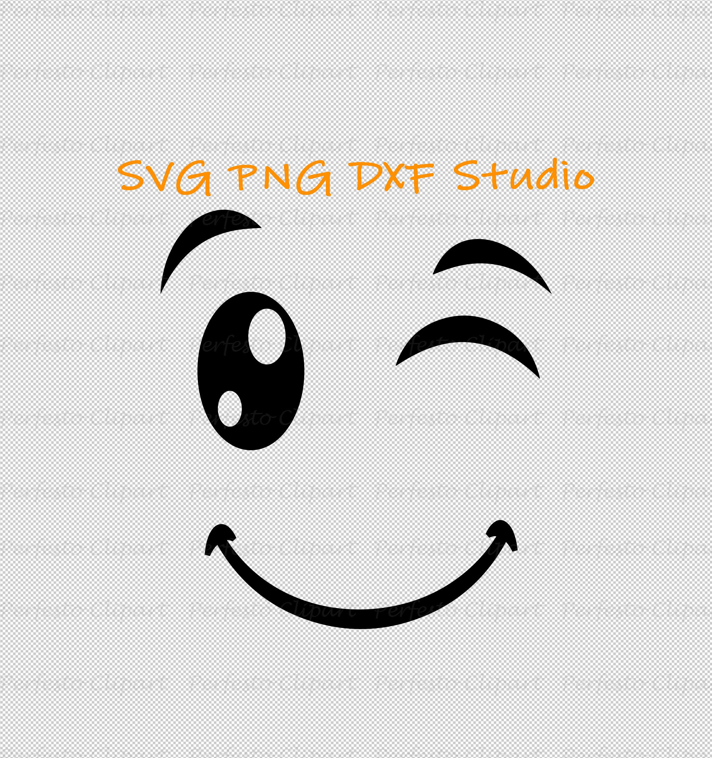 Winking Face Emoji Svg, Png, Dxf, Winking Face Svg, Wink