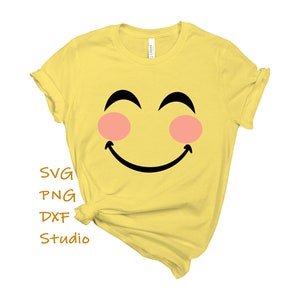 Smiley Face Emoji Svg, Png, Dxf, Rosy Cheeks Svg, Smile Emoji Birthday Shirt Svg per Cricut, Silhouette, Download immediato