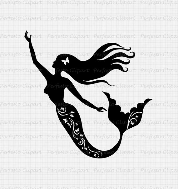 Download Mermaid Silhouette Svg Png Pdf Ai Mermaid Cliaprt Mermaid Etsy