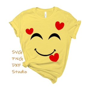 Smiling Face with Hearts Emoji SVG, PNG, In Love Face Emoji Shirt, T-shirt, Emoji Clipart, Instant Download